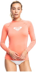 2022 Roxy Womens Whole Hearted Long Sleeve Rash Vest ERJWR03547 - Fusion Coral