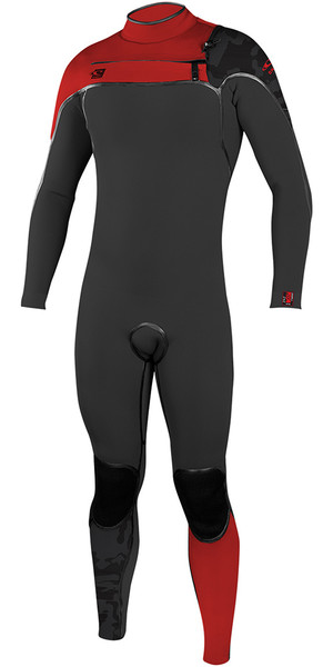 2019 O'Neill Youth Psycho One 5/4mm Chest Zip Wetsuit Oil / Red / Jet Camo 4995