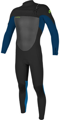 2023 O'Neill Youth Epic 3/2mm Chest Zip GBS Wetsuit 5357 - Black / Deep Sea / Baliblue