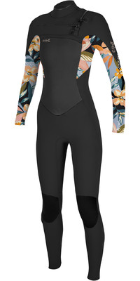 2023 O'Neill Girls Epic 4/3mm Chest Zip GBS Wetsuit 5358G - Black / Demiflor