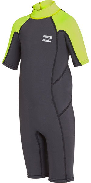 2019 Billabong Toddler Boys Absolute 2mm Back Zip Shorty Wetsuit Neon Yellow N42T01