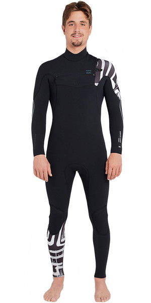 2018 Billabong Furnace Carbon Comp 5/4mm Chest Zip Wetsuit Black Print L45M03