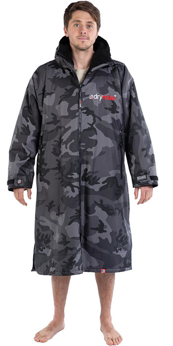 2021 Dryrobe Advance Long Sleeve Premium Outdoor Change Robe / Poncho DR104 - Black Camo