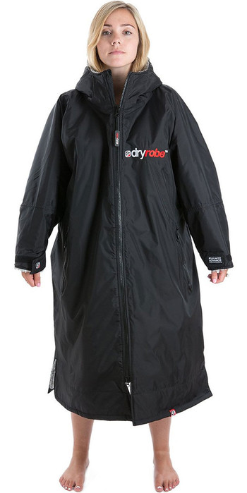 2021 Dryrobe Advance Long Sleeve Premium Outdoor Change Robe /  Poncho DR104 - Black / Grey
