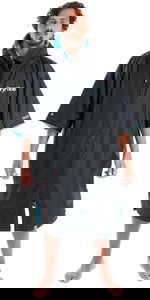 2020 Dryrobe Advance Short Sleeve Premium Outdoor Change Robe / Poncho DR100 - Black / Blue