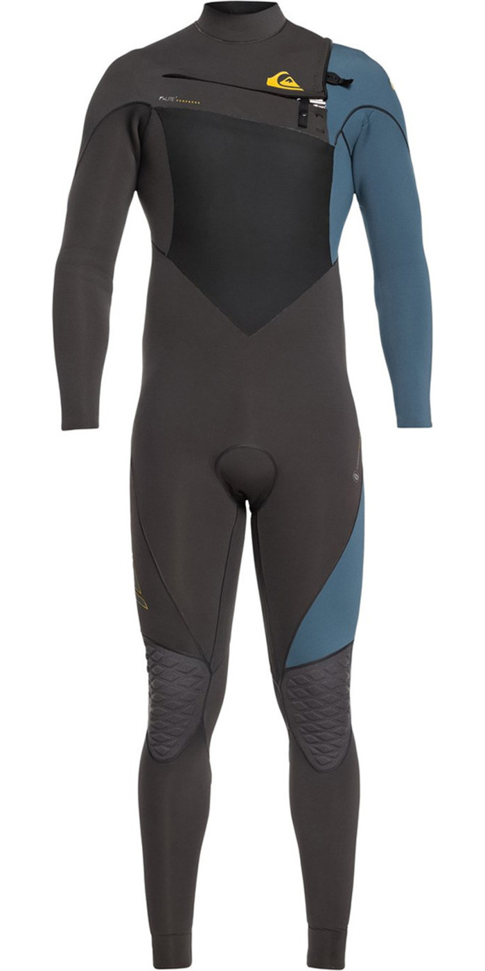 2019 Quiksilver Highline Plus 3/2mm Chest Zip Wetsuit Jet Black / Blue