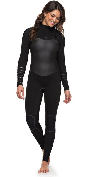 2018 Roxy Womens Syncro+ 4/3mm Chest Zip Wetsuit Black ERJW103030