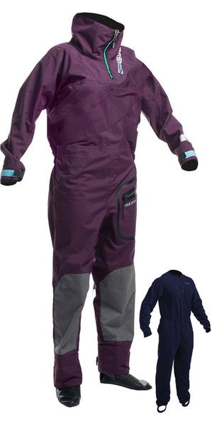 2018 Gul Shadow Womens Halo Zip Drysuit Italian Plum GM0350-B3 INCLUDING UNDERFLEECE