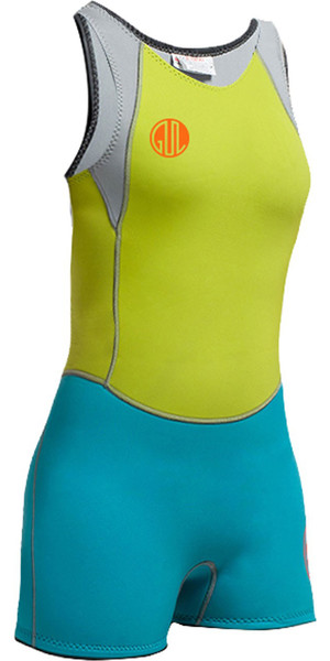 Gul Womens Surflite 3mm Flatlock Short Jane LIME / CYAN SL5301-A7