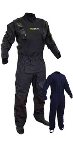 2021 Gul Mens Code Zero Stretch U-Zip Drysuit With Con Zip & Underfleece GM0368-B8 - Black
