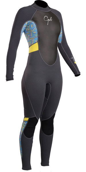 2019 Gul Response Womens 3/2mm Flatlock Back Zip Wetsuit Graphite Lines RE1319-B4