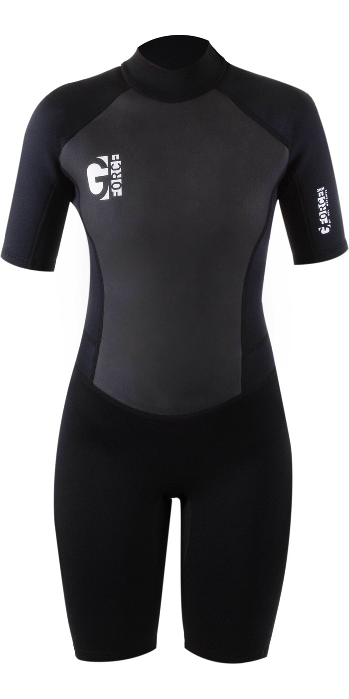 2021 Gul Womens GForce 3mm Back Zip Shorty Wetsuit GF3306B7 Black