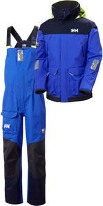 2020 Helly Hansen Mens Pier Sailing Jacket & Trouser Combi Set - Royal Blue