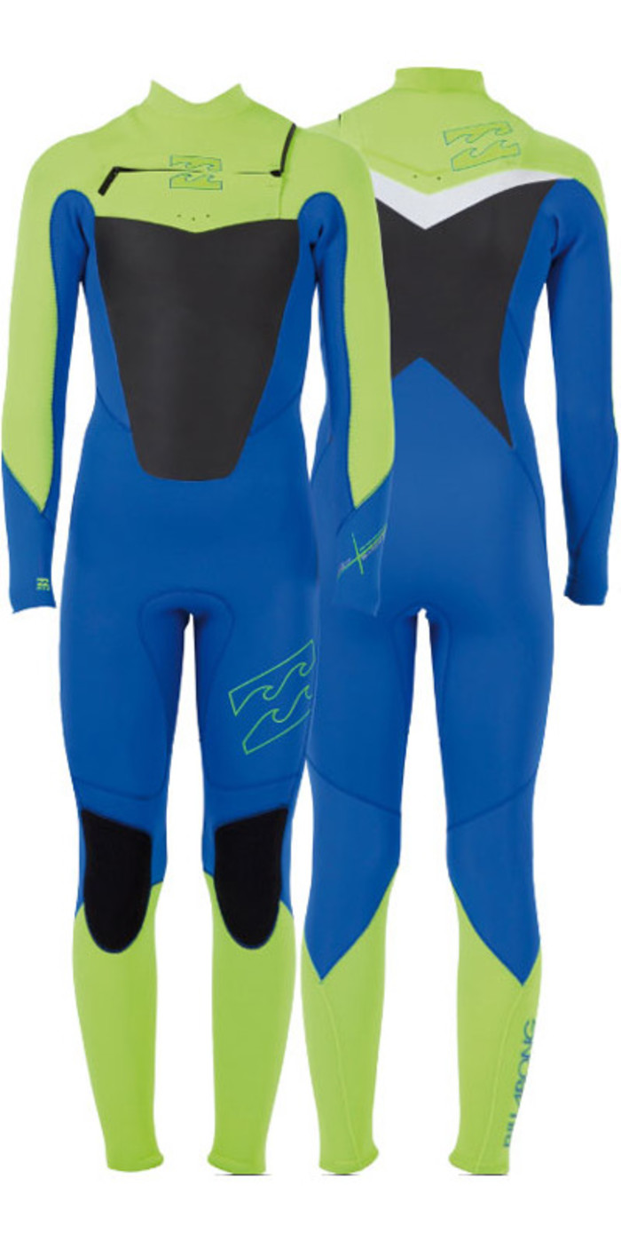 2014 Billabong Foil 5/4mm CHEST ZIP Wetsuit in Ocean/LIME N45M07 Wetsuits 5mm Wetsuit Outlet