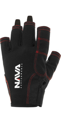 2024 NAVA Performance Short Finger Sailing Gloves NAVA009 - Black