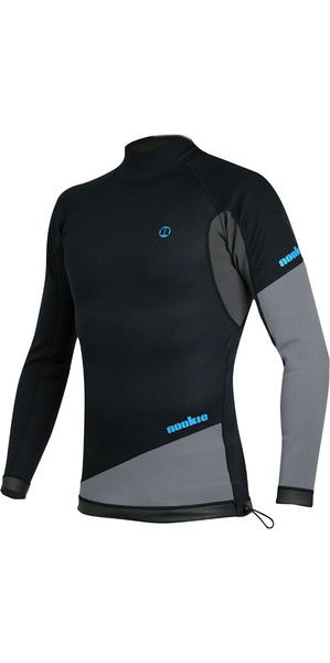 2019 Nookie Ti 1mm Neoprene Long Sleeve Vest Top Black / Grey / Cyan NE10