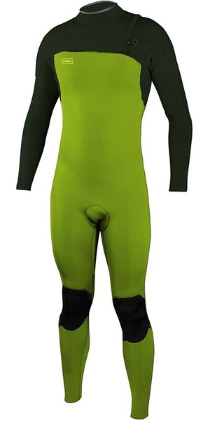 2018 O'Neill HyperFreak Comp 3/2mm Zipperless Wetsuit DAY GLO / DARK OLIVE SECOND