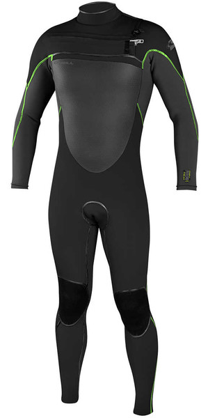 2018 O'Neill Psycho Freak 3/2mm Chest Zip Wetsuit BLACK / GRAPHITE / DAYGLO 4959