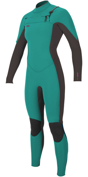 2018 O'Neill Womens Hyperfreak 5/4mm Chest Zip GBS Wetsuit GREEN / BLACK 5076 2ND