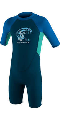 2023 O'Neill Toddler Reactor 2mm Back Zip Shorty Wetsuit 4867 - Slate / Aqua / Ocean
