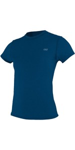 2021 O'Neill Womens Blueprint Short Sleeve UV Sun shirt Rash Vest 5466 - Deep Sea