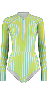 2023 Wallien Womens One Piece Long Sleeve Front Zip Swimsuit 102001 - Multi Color Stripe