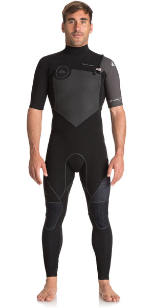 2018 Quiksilver Highline+ 2mm Short Sleeve Chest Zip Wetsuit JET BLACK EQYW303006
