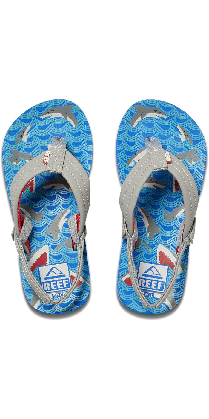 2020 Reef Toddler Little Ahi Flip Flops / Sandals RF002345 Blue Shark