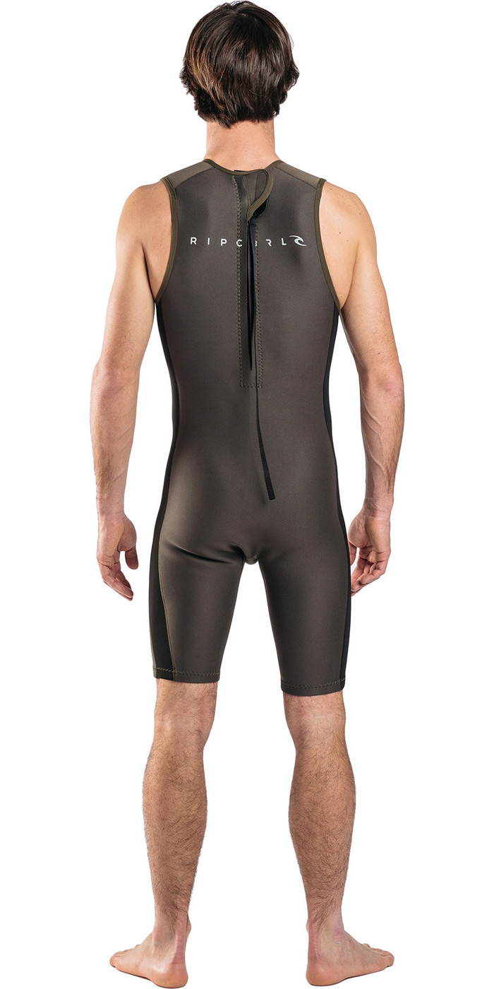 Rip Curl Aggrolite 2mm Back Zip Short John Wetsuit Military Green