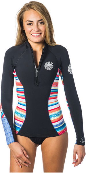 Rip Curl Womens G-Bomb 1mm Long Sleeve Front Zip Neo Jacket STRIPE WVE6KW