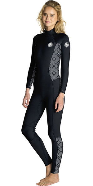 2019 Rip Curl Womens Dawn Patrol 3/2mm GBS Back Zip Wetsuit BLACK / WHITE WSM8GS