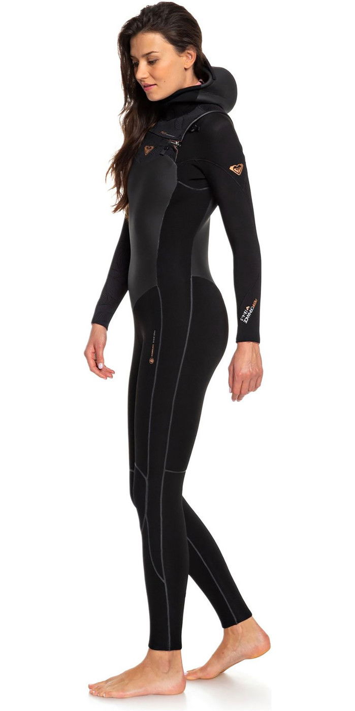 2019 Roxy Womens Performance 5/4/3mm Hooded Chest Zip Wetsuit Black ...