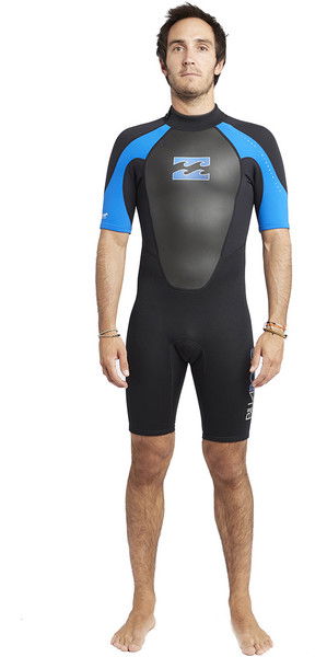 2019 Billabong Intruder 2mm Back Zip Shorty Wetsuit Black / Blue S42M21
