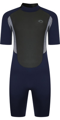 2023 Typhoon Mens Storm3 3/2mm Back Zip Shorty Wetsuit 250797 - Navy / Grey / Marl