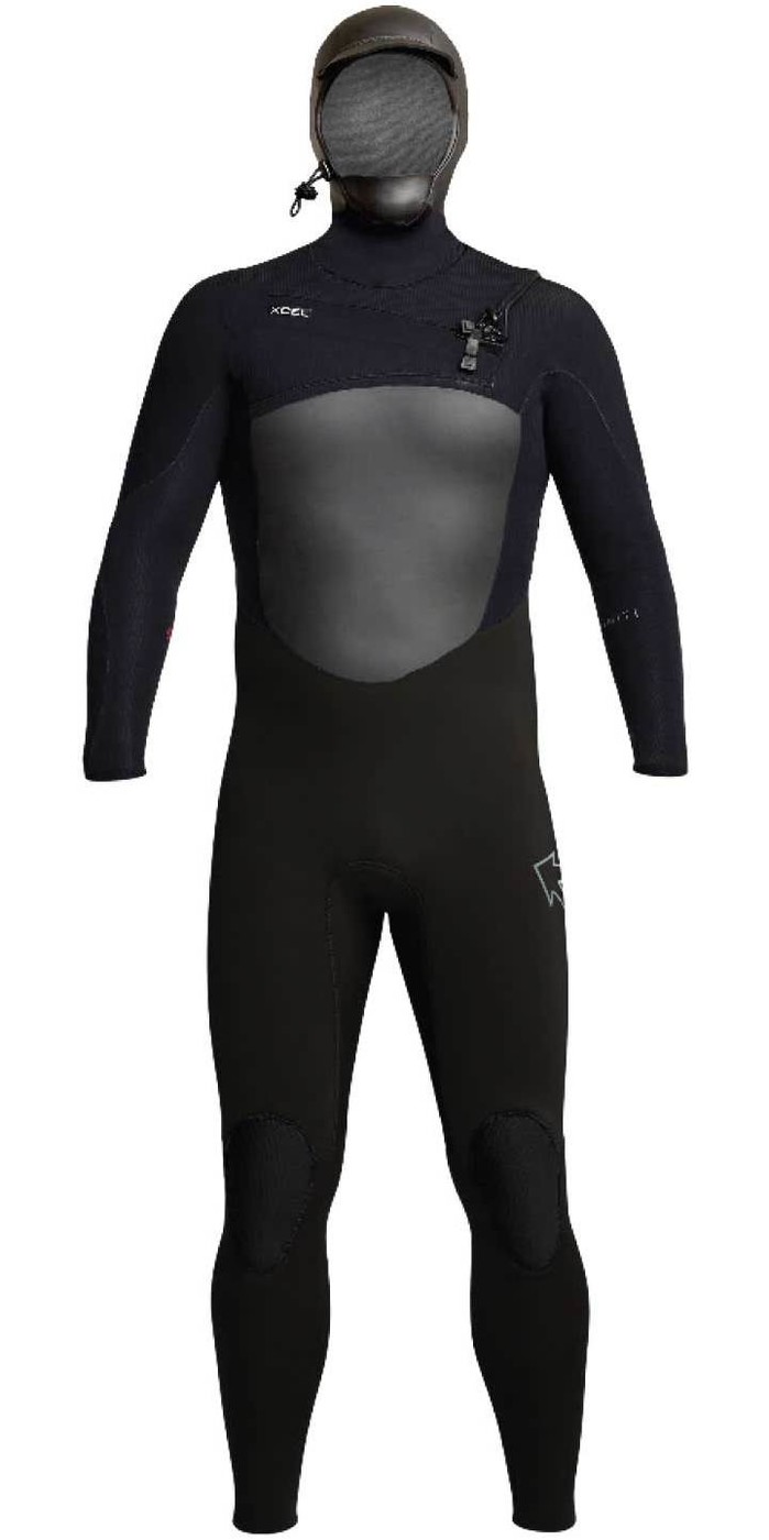 2020 Xcel Mens Infiniti X2 6/5mm Hooded Chest Zip Wetsuit MQ65ZHN0 Black Wetsuit Outlet