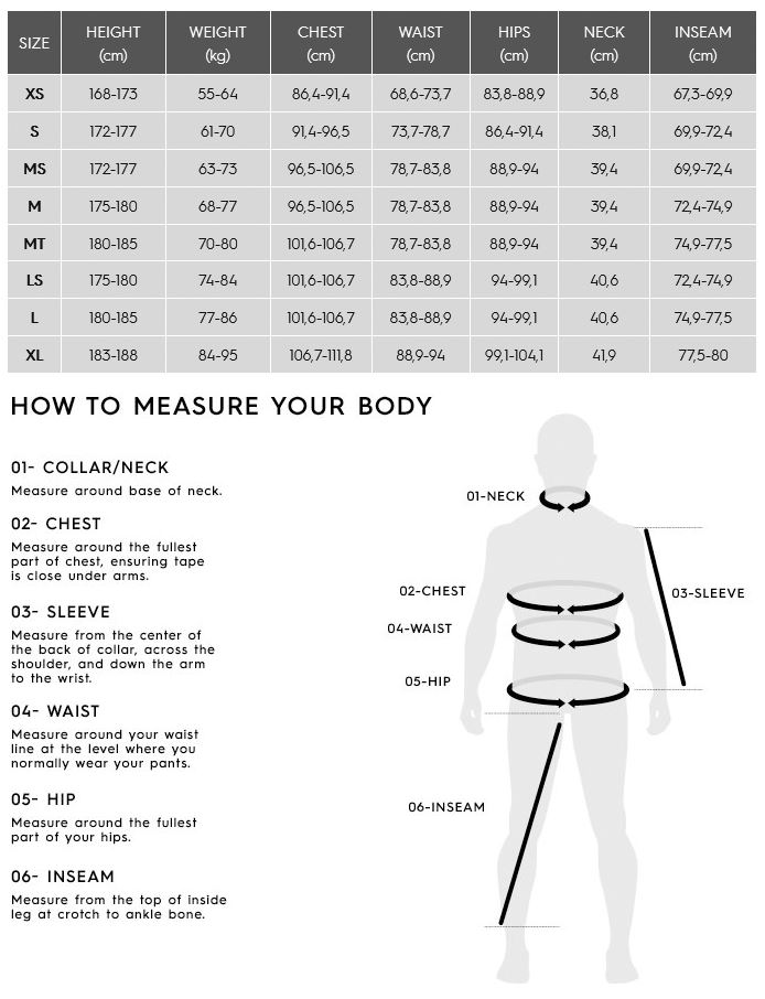 Wetsuit Size Chart Quiksilver