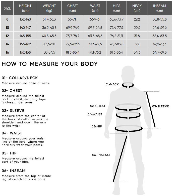 Wetsuit Size Chart Quiksilver