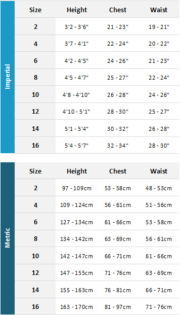 Surf Attack Wetsuit Size Chart
