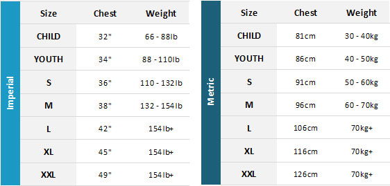 Gill Marine BA 19 Mens Size Chart