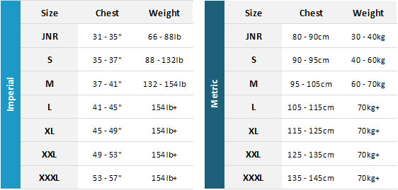 Gul Code Zero BA 19 Mens Size Chart