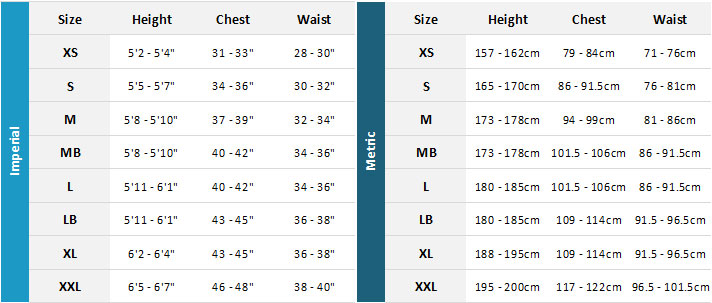 Musto Mens MArine Garments 19 Mens Size Chart