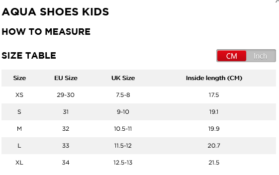 Jobe Kids Footwear 21 0 Size Chart